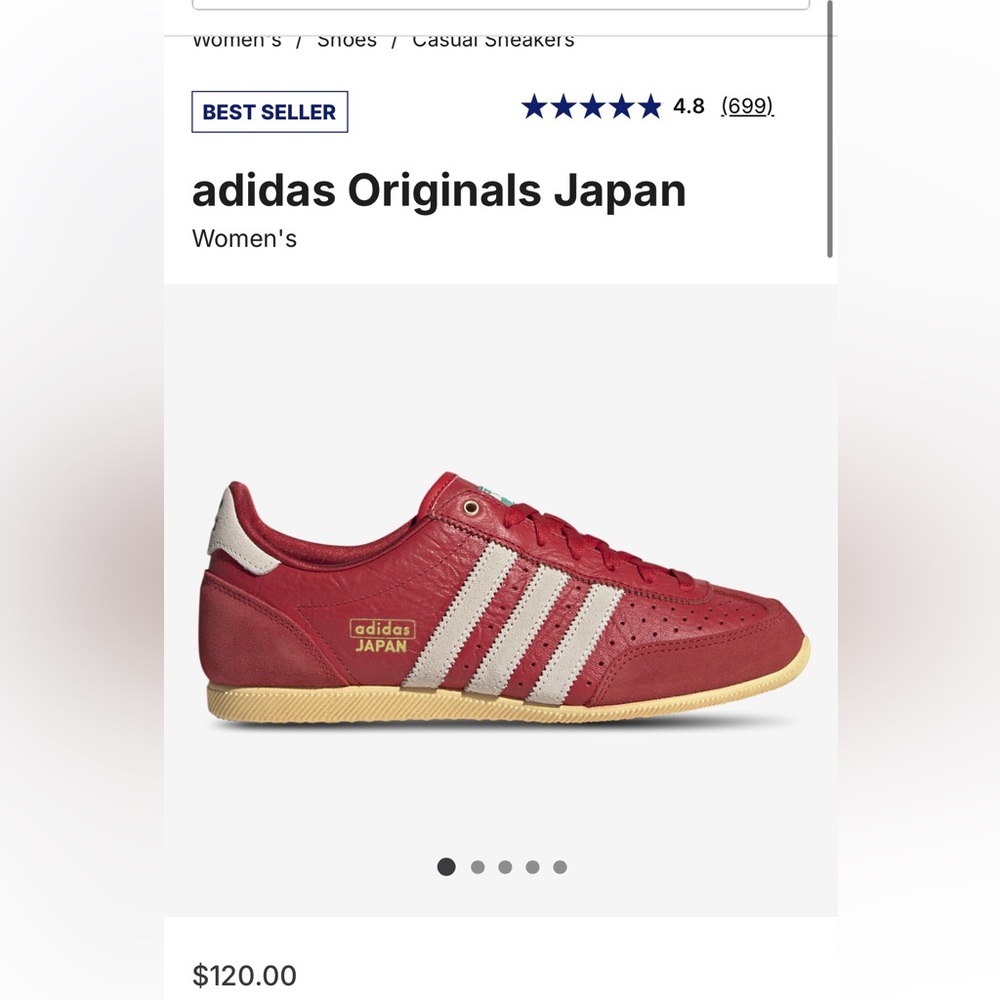 adidas Japan Red Leather Sneakers with Stripes